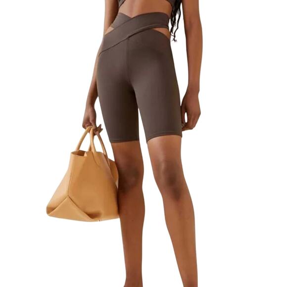 Live The Process Brown Orion Cutout Criss Cross High Waist Cotton Shorts S - Picture 1 of 10